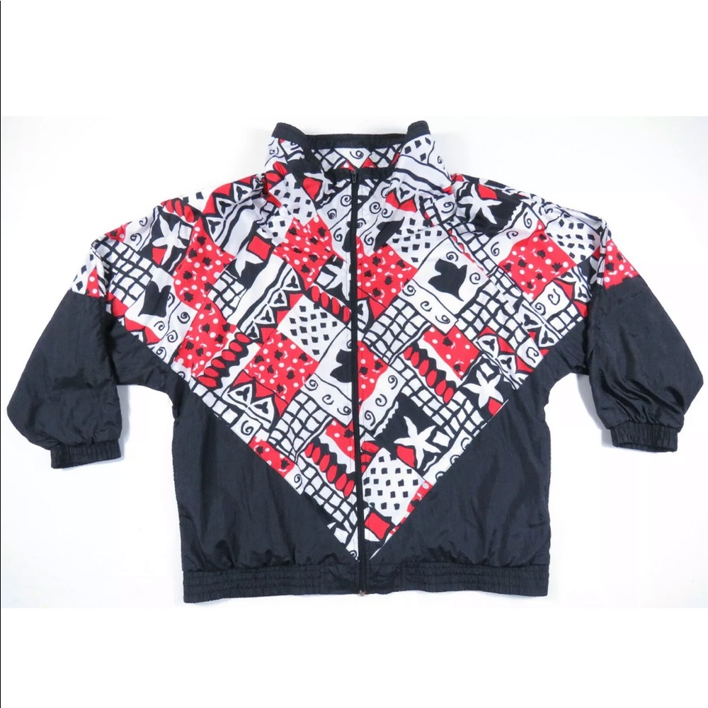 Vintage 90s Abstract Geometric Full Zip Jacket
